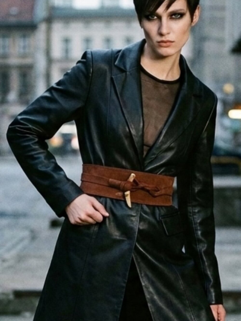 Beautiful, Unique Artisan Chic Boho Cognac Suede Obi Belt M - Picture 9 of 15